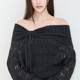 ILLIGO 2610 PUNCHING LOOSE OFF SHOULDER KNIT BLACK