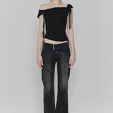 PAIN OR PLEASURE 2604 ANGEL STRAP TOP BLACK