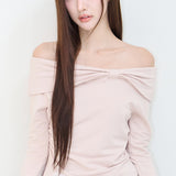 ILLIGO 2610 BOW OFF SHOULDER LONG SLEEVE PINK