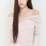 ILLIGO 2610 BOW OFF SHOULDER LONG SLEEVE PINK