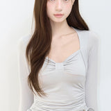 ILLIGO 2610 BOLERO SHIRRING TOP TEE GRAY