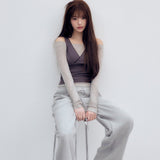 ROLAROLA 2604 NUBASIC LAYERED SLEEVELESS SET GY+CH