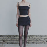 PAIN OR PLEASURE 2605 HEART RIBBON TOP CHARCOAL