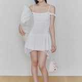 PAIN OR PLEASURE 2608 PETAL RUFFLE DRESS WHITE