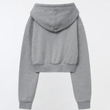 YUSE 2410 LOGO PATCH HOODIE ZIP-UP TOP - GRAY