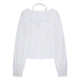 ILLIGO 2610 PINTUCK FLARE BLOUSE WHITE