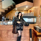 DIANA VEVINA 链条图腾毛衣开衫 黑