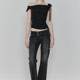 PAIN OR PLEASURE 2604 ANGEL STRAP TOP BLACK