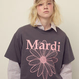 MARDI MERCREDI 2510 UNISEX TSHIRT FLOWERMARDI_CHARCOAL PINK