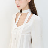ILLIGO 2610 PINTUCK FLARE BLOUSE WHITE