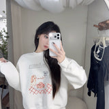 KOREAN COLLECTION 2511 狗狗印花圆领拉绒套头卫衣