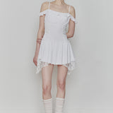 PAIN OR PLEASURE 2608 PETAL RUFFLE DRESS WHITE
