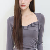 ILLIGO 2610 BOLERO SHIRRING TOP TEE CHARCOAL