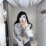 KOREAN COLLECTION 2503 连帽字母休闲短款卫衣 灰色