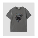 ROLAROLA 2603 LEOPARD HEART CAT PIGMENT T-SHIRT CHARCOAL