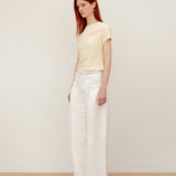 YUSE SS2403 LACE LAYERED COTTON WIDE PANTS - IVORY