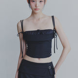PAIN OR PLEASURE 2605 HEART RIBBON TOP CHARCOAL