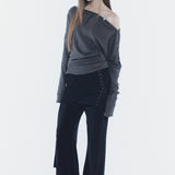 PAIN OR PLEASURE 2608 RUBY HOOK LAYERED PANTS BLACK