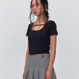 REST & RECREATION SS2404 Strap Crop Top Black