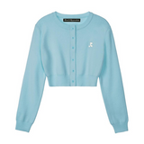 REST & RECREATION SS2404 Crop Knit Cardigan Sky Blue