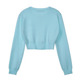 REST & RECREATION SS2404 Crop Knit Cardigan Sky Blue