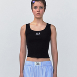 REST & RECREATION SS2404 Logo Short Tank Top Black