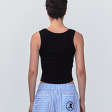 REST & RECREATION SS2404 Logo Short Tank Top Black