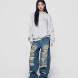 ADLV 2512 模糊素描熊连帽衫 灰