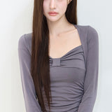 ILLIGO 2610 BOLERO SHIRRING TOP TEE CHARCOAL