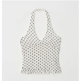 ROLAROLA 2604 DOT HALTER SLEEVELESS TOP IVORY