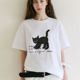 ROLAROLA 2605 ROLA CAT FRIENDS LOOSE FIT T-SHIRT WHITE