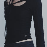 PAIN OR PLEASURE 2608 WRINKLED ORCHID TOP BLACK