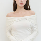 ILLIGO 2610 BOW OFF SHOULDER LONG SLEEVE WHITE
