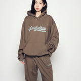 ADLV 2511 连笔字母印花连帽卫衣 棕