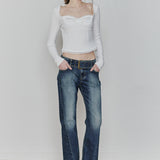 PAIN OR PLEASURE 2604 DAISY RIBBON TOP WHITE