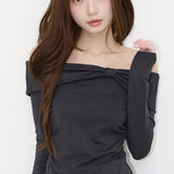 ILLIGO 2610 BOW OFF SHOULDER LONG SLEEVE BLACK