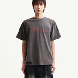 MATIN KIM 2604 SPRAY WASHED LETTERING DAMAGED TOP IN CHARCOAL