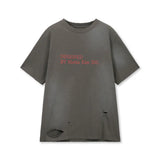 MATIN KIM 2604 SPRAY WASHED LETTERING DAMAGED TOP IN CHARCOAL