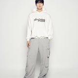 ADLV 2511 连笔字母印花连帽卫衣 米白