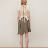 YUSE SS2403 BACK RIBBON POINT KNIT TOP - IVORY