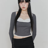 PAIN OR PLEASURE 2604 DAISY RIBBON TOP CHARCOAL