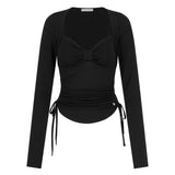 ILLIGO 2610 BOLERO SHIRRING TOP TEE BLACK