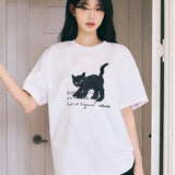 ROLAROLA 2605 ROLA CAT FRIENDS LOOSE FIT T-SHIRT WHITE
