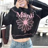 MARDI MERCREDI 2510 SWEATSHIRT RAGLAN FLOWERMARDI_BLACK PINK