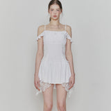 PAIN OR PLEASURE 2608 PETAL RUFFLE DRESS WHITE