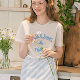 ROLAROLA 2603 MAISON DE ROLA EMBROIDERY T-SHIRT MELANGE GRAY