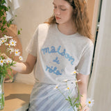 ROLAROLA 2603 MAISON DE ROLA EMBROIDERY T-SHIRT MELANGE GRAY