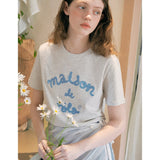 ROLAROLA 2603 MAISON DE ROLA EMBROIDERY T-SHIRT MELANGE GRAY