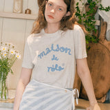 ROLAROLA 2603 MAISON DE ROLA EMBROIDERY T-SHIRT MELANGE GRAY