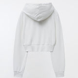 YUSE 2410 LOGO PATCH HOODIE ZIP-UP TOP - IVORY